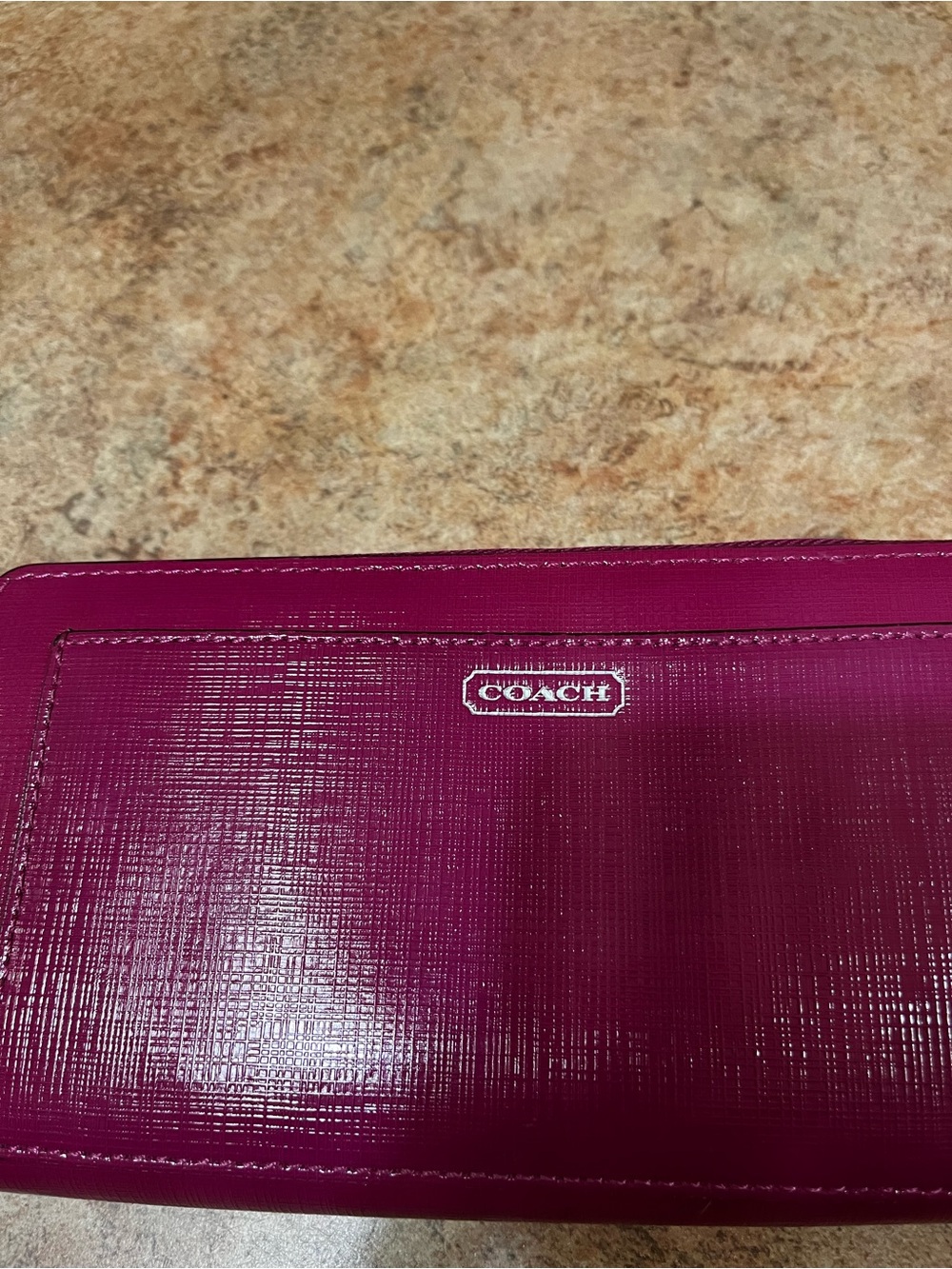 Coach Patent Leather Wallet in Deep Fuchsia